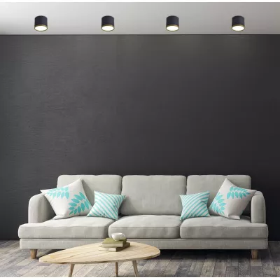 LED stropní světlo TUBA - 9W, 4000K (neutrální bílá), 7,5x8,8cm, kulaté, černé / zlaté