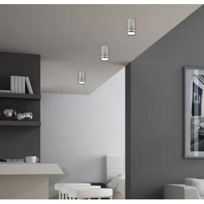 Stropní osvětlení TUBA - 1xGU10, 15W, 6,8x10cm, kulaté, matné stříbrné