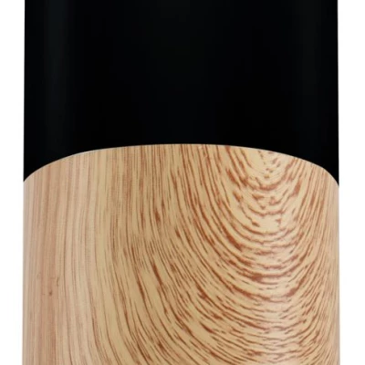 Stropní skandinávské osvětlení TUBA - 1xGU10, 50W, 5,8x12cm, kulaté, imitace dřeva / černé