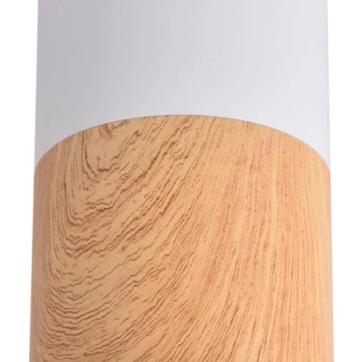 Stropní skandinávské osvětlení TUBA - 1xGU10, 50W, 5,8x12cm, kulaté, imitace dřeva / bílé