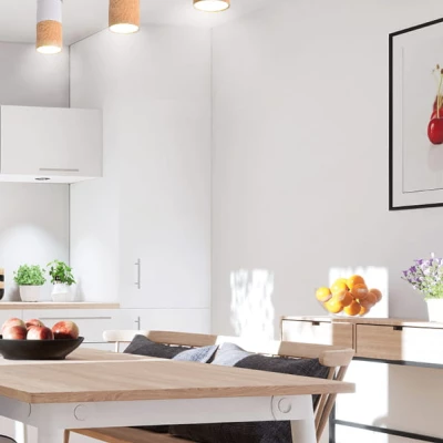 Stropní skandinávské osvětlení TUBA - 1xGU10, 50W, 5,8x12cm, kulaté, imitace dřeva / bílé