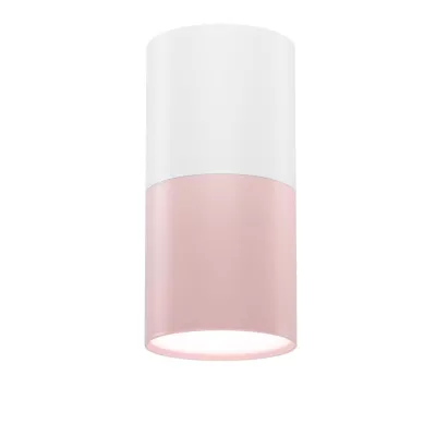 Stropní skandinávské osvětlení TUBA - 1xGU10, 50W, 5,8x12cm, kulaté, bílé / růžové
