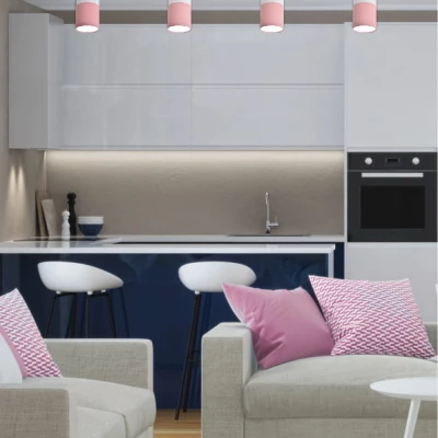 Stropní skandinávské osvětlení TUBA - 1xGU10, 50W, 5,8x12cm, kulaté, bílé / růžové