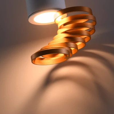 Stropní designové světlo TUBA - 1xGU10, 15W, 6x20cm, kulaté, bílé / zlaté