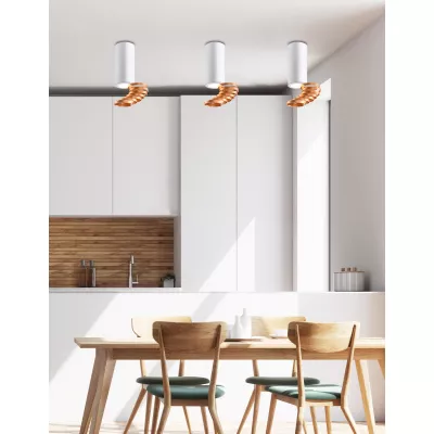 Stropní designové světlo TUBA - 1xGU10, 15W, 6x20cm, kulaté, bílé / zlaté