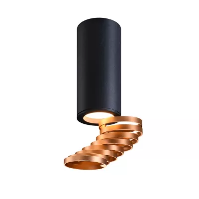 Stropní designové světlo TUBA - 1xGU10, 15W, 6x20cm, kulaté, černé / zlaté