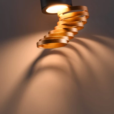 Stropní designové světlo TUBA - 1xGU10, 15W, 6x20cm, kulaté, černé / zlaté