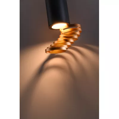 Stropní designové světlo TUBA - 1xGU10, 15W, 6x20cm, kulaté, černé / zlaté
