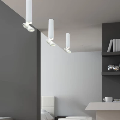 Stropní designové osvětlení TUBA - 1xGU10, 50W, 6x30cm, kulaté, bílé