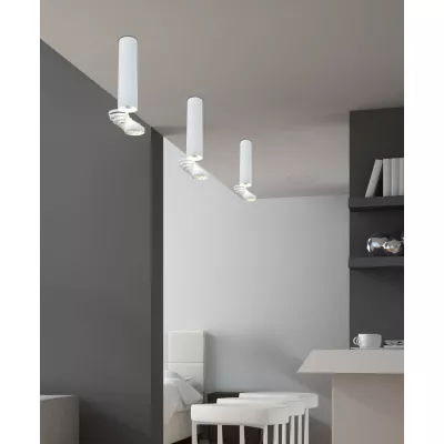 Stropní designové osvětlení TUBA - 1xGU10, 50W, 6x30cm, kulaté, bílé