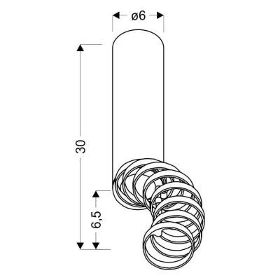 Stropní designové osvětlení TUBA - 1xGU10, 50W, 6x30cm, kulaté, černé