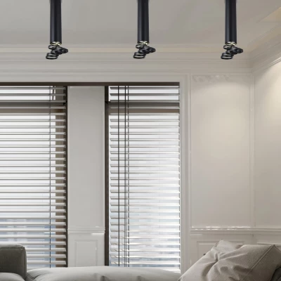 Stropní designové osvětlení TUBA - 1xGU10, 50W, 6x30cm, kulaté, černé