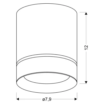 Stropní moderní osvětlení TUBA - 1xGU10, 15W, 7,9x10,2cm, černé