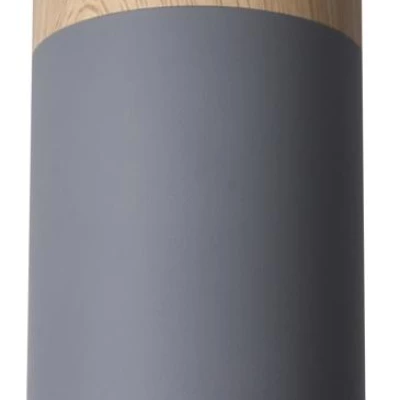 Stropní skandinávské kulaté svítidlo TUBA - 1xGU10, 15W, 6,8x20cm, imitace dřeva / šedé