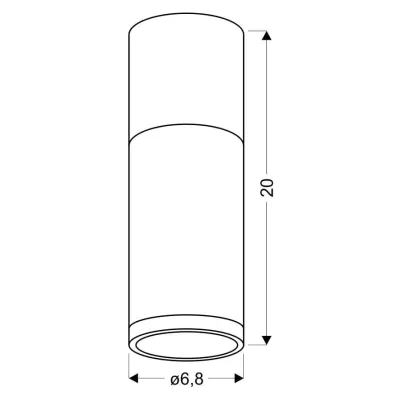 Stropní skandinávské kulaté svítidlo TUBA - 1xGU10, 15W, 6,8x20cm, imitace dřeva / šedé
