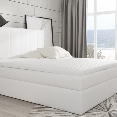 Čalouněná manželská postel Daria bílá eko kůže 180 + toper zdarma
