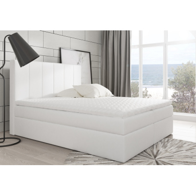 Čalouněná manželská postel Daria bílá eko kůže 180 + toper zdarma