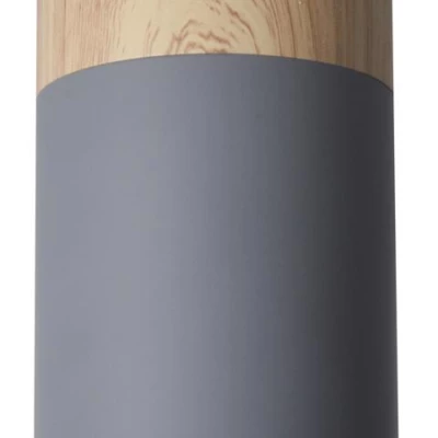 Stropní skandinávské světlo TUBA - 1xGU10, 15W, 6,8x15cm, kulaté, imitace dřeva / šedé