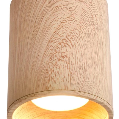 Stropní skandinávské osvětlení TUBA - 1xGU10, 15W, 7,9x10cm, kulaté, imitace dřeva