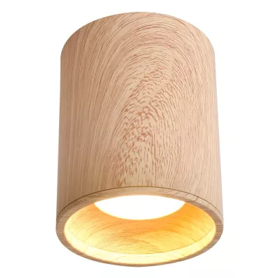 Stropní skandinávské osvětlení TUBA - 1xGU10, 15W, 7,9x10cm, kulaté, imitace dřeva