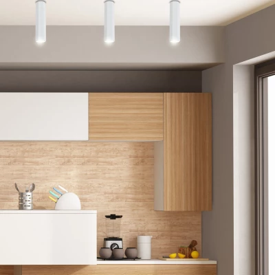 Stropní moderní osvětlení TUBA - 1xGU10, 25W, 6,3x25cm, kulaté, bílé