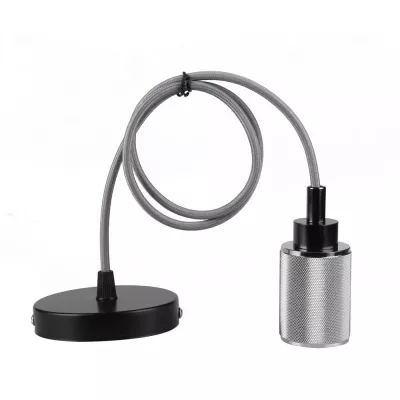 Lankový závěs UFINA - 1xE27, 60W, černý / chromovaný