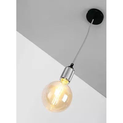 Lankový závěs UFINA - 1xE27, 60W, černý / chromovaný