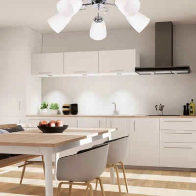 Moderní stropní osvětlení URSELLA - 5xE14, 40W, chromované / bílé