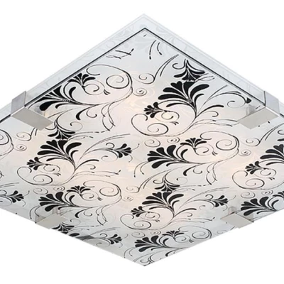 Stropní vzorované LED osvětlení VAGANTE - 9W, 3000K (teplá bílá), 31x31cm, hranaté, černé / bílé