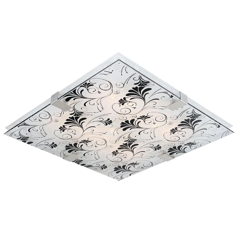 Stropní vzorované LED osvětlení VAGANTE - 9W, 3000K (teplá bílá), 31x31cm, hranaté, černé / bílé