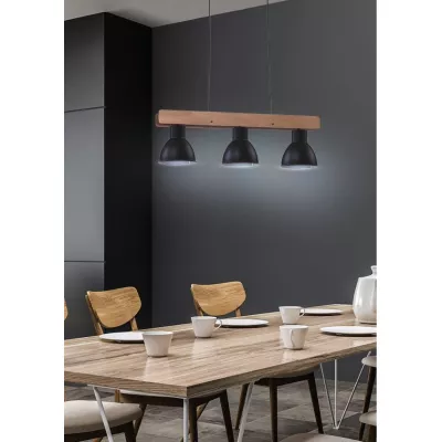 Závěsné osvětlení nad jídelní stůl ve skandinávském stylu VARIO - 3xE27, 60W, černé