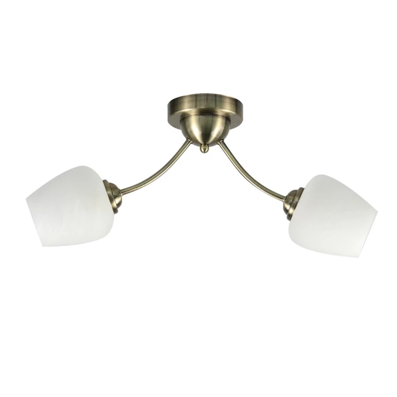 Rustikální stropní osvětlení ZINA - 2xE27, 40W, patina / bílé