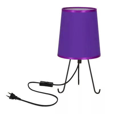 Stolní lampa trojnožka SMALLY - 1xE14, 40W, černá / fialová