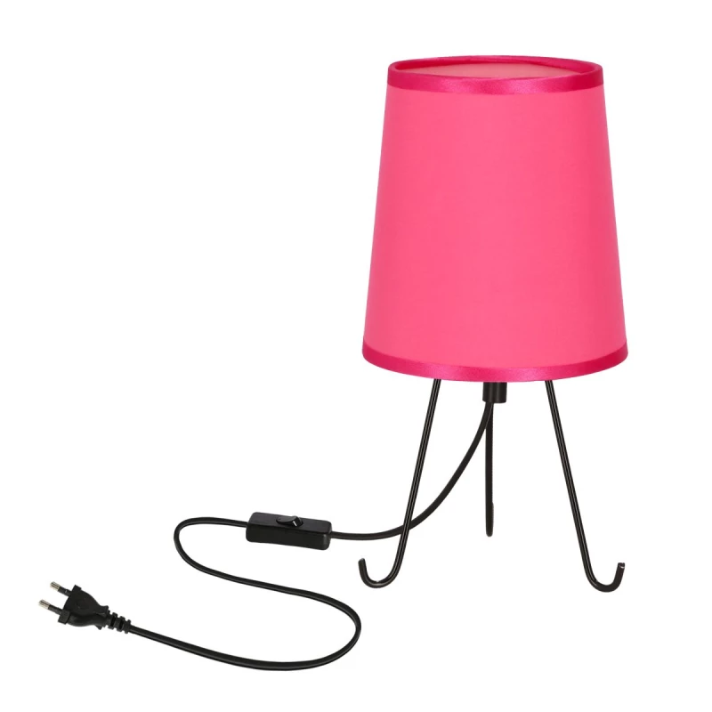 Stolní lampa trojnožka SMALLY - 1xE14, 40W, černá / růžová