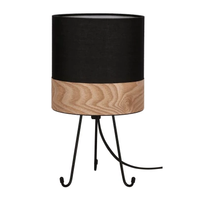 Stolní lampa trojnožka SMALLY - 1xE14, 40W, černá / ořech