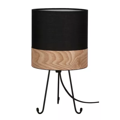 Stolní lampa trojnožka SMALLY - 1xE14, 40W, černá / ořech