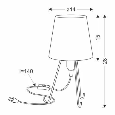 Stolní lampa trojnožka SMALLY - 1xE14, 40W, černá / ořech