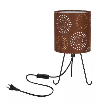 Stolní lampa trojnožka SMALLY - 1xE14, 40W, černá / hnědá