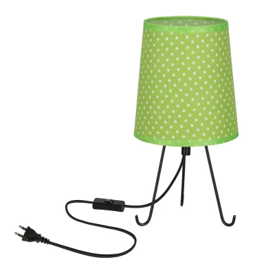 Stolní lampa trojnožka SMALLY - 1xE14, 40W, puntíky / černá / zelená