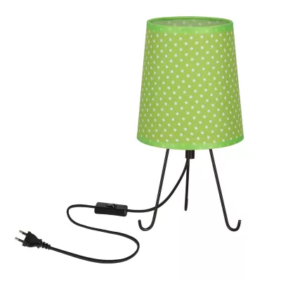Stolní lampa trojnožka SMALLY - 1xE14, 40W, puntíky / černá / zelená