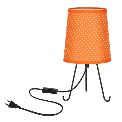 Stolní lampa trojnožka SMALLY - 1xE14, 40W, puntíky / černá / oranžová