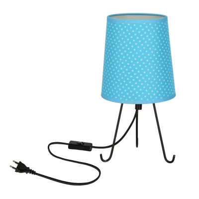 Stolní lampa trojnožka SMALLY - 1xE14, 40W, puntíky / černá / modrá