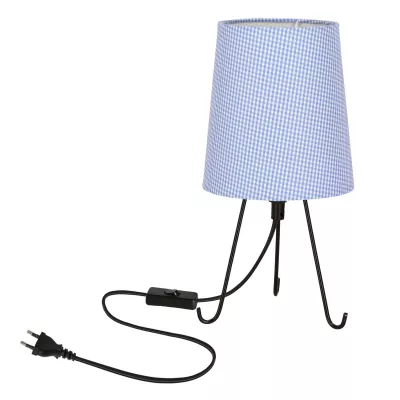 Vzorovaná stolní lampa trojnožka SMALLY - 1xE14, 40W, černá / modrá