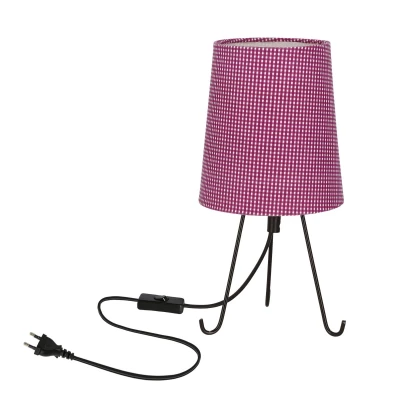 Vzorovaná stolní lampa trojnožka SMALLY - 1xE14, 40W, černá / fialová
