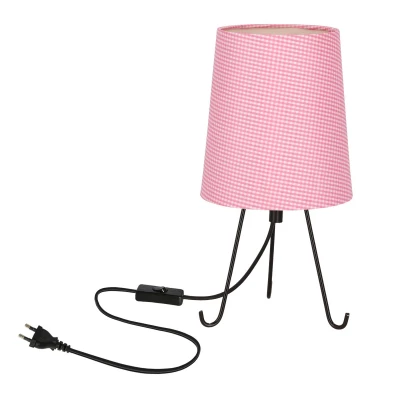 Vzorovaná stolní lampa trojnožka SMALLY - 1xE14, 40W, černá / růžová