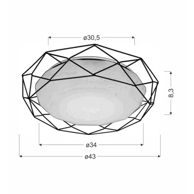 Stropní přisazené LED svítidlo SVEN - 28W, 3000K (teplá bílá), černé / bílé