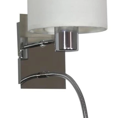 Nástěnná lampa se čtecím ramenem SYLWANA - 1xE14, 40W + LED 3W, chromovaná / bílá