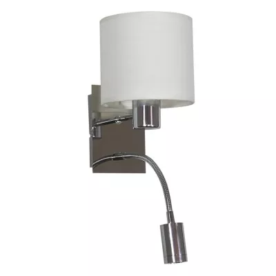 Nástěnná lampa se čtecím ramenem SYLWANA - 1xE14, 40W + LED 3W, chromovaná / bílá