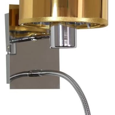 Nástěnná lampa se čtecím ramenem SYLWANA - 1xE14, 40W + LED 3W, chromovaná / zlatá