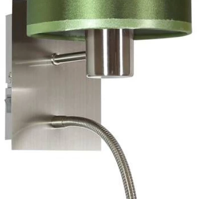 Nástěnná lampa se čtecím ramenem SYLWANA - 1xE14, 40W + LED 3W, chromovaná / zelená